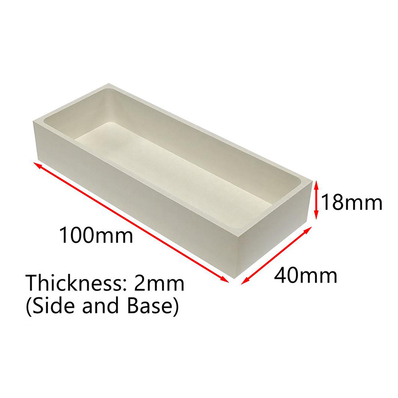 Boron Nitride Rectangular Crucible Boat 100 L x 40 D x 18 H mm, Upto 2000C